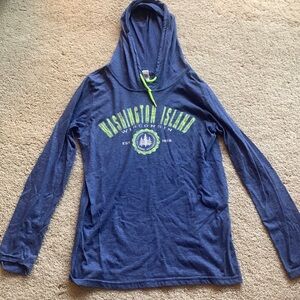 Purple and neon yellow/lime Washington Island, Wisconsin lightweight hoodie